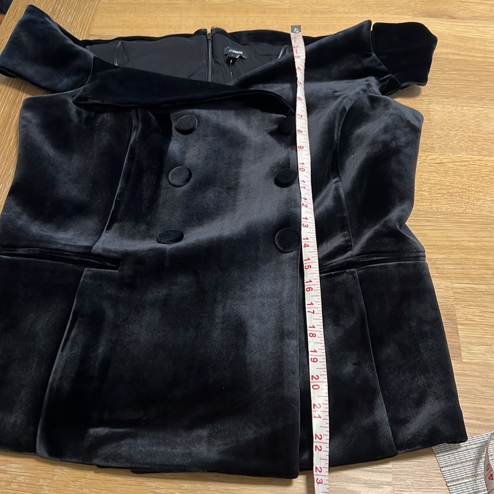 NEW Express Black Velvet off the shoulder faux double breasted vest sizes XS ,L - Picture 13 of 16